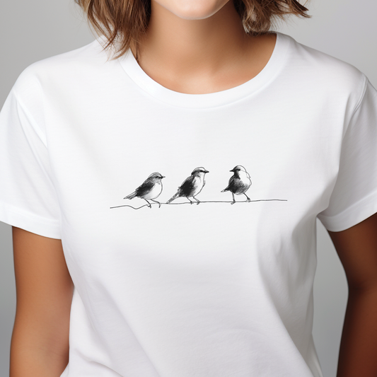 Moteriški marškinėliai "Trys žvirbliukai"