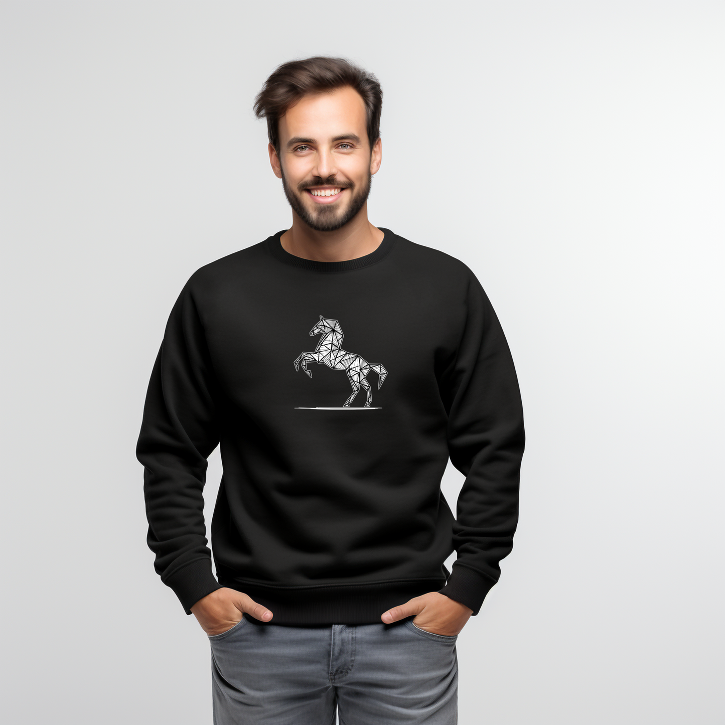 Vyriškas džemperis "Lietuviškas arkliukas" (Juoda/Balta)