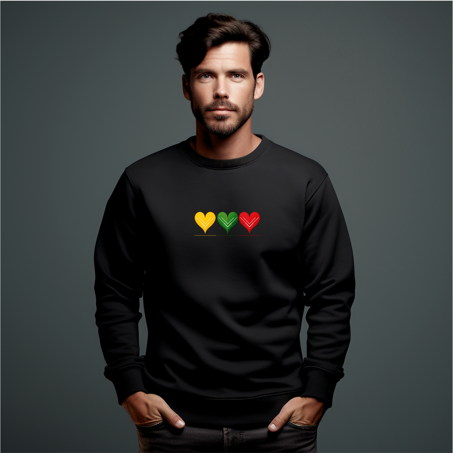 Vyriškas džemperis “Aš labai myliu Lietuvą" (Juoda/Balta)