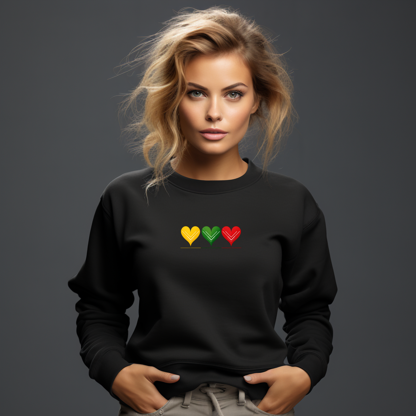 Moteriškas džemperis “Aš labai myliu Lietuvą" (Juoda/Balta)