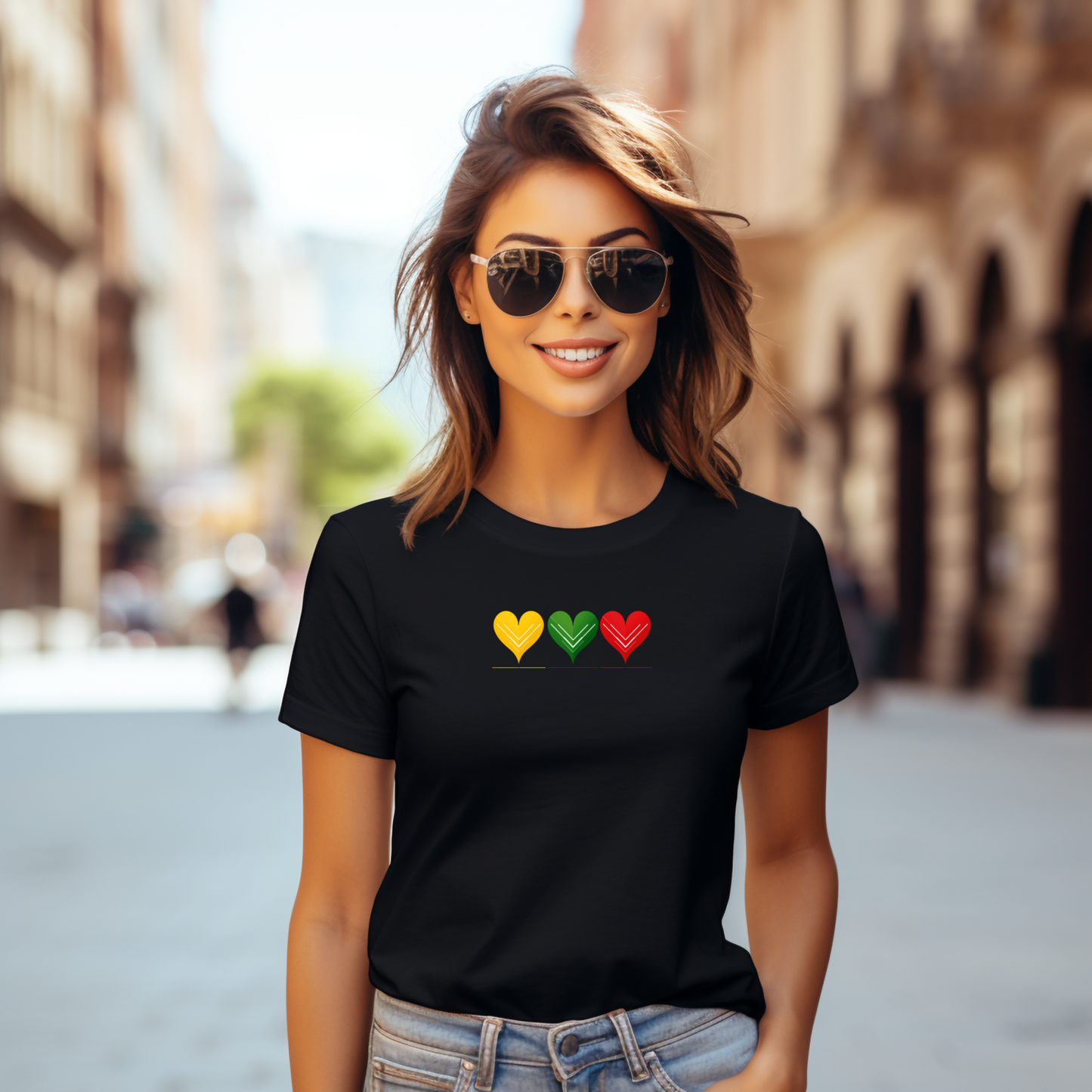 Moteriški marškinėliai “Aš labai myliu Lietuvą" (Juoda/Balta)