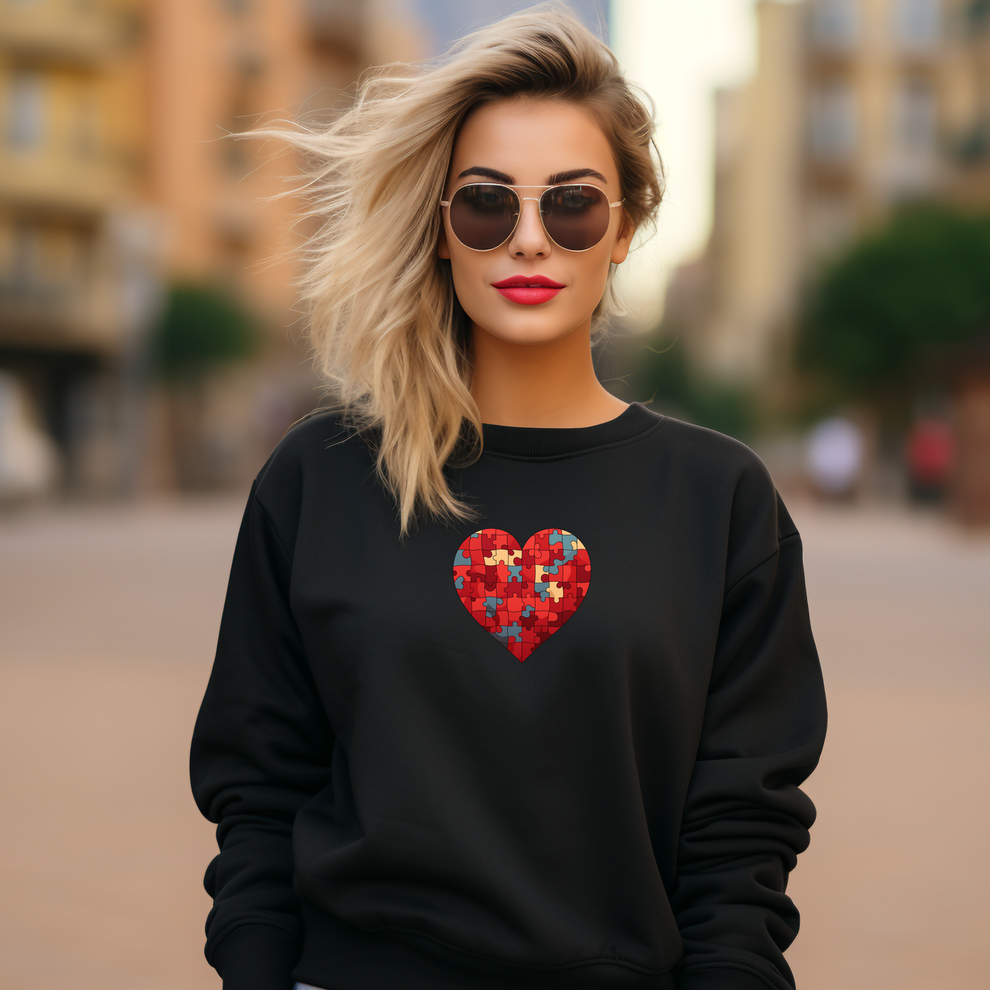 Moteriškas džemperis “Love Puzzle" (Juoda/Balta)