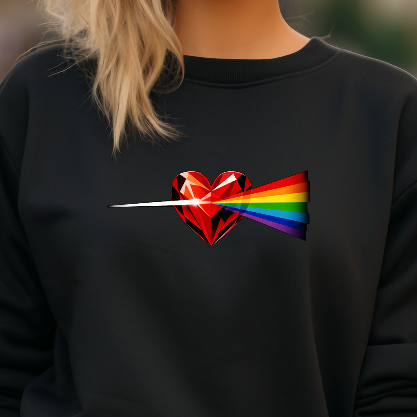 Moteriškas džemperis “Širdies spindulys" (Juoda/Balta)