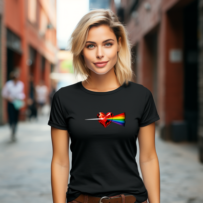 Moteriški marškinėliai “Širdies spindulys" (Juoda/Balta)