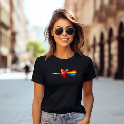 Moteriški marškinėliai “Širdies spindulys" (Juoda/Balta)