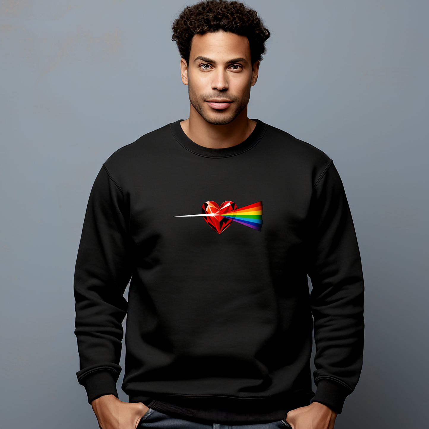 Vyriškas džemperis “Širdies spindulys" (Juoda/Balta)