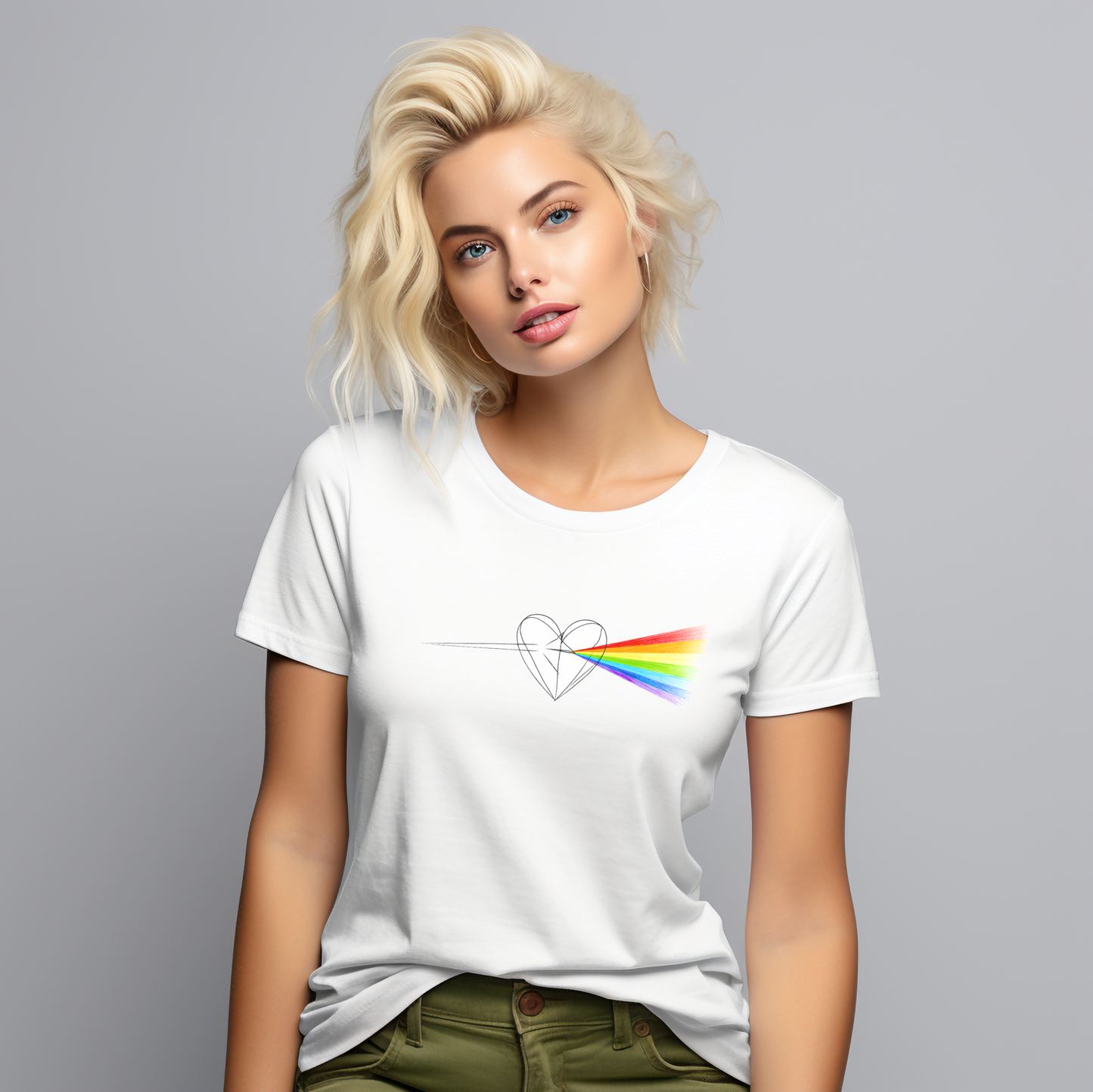 Moteriški marškinėliai “Širdies spindulys" (Juoda/Balta)