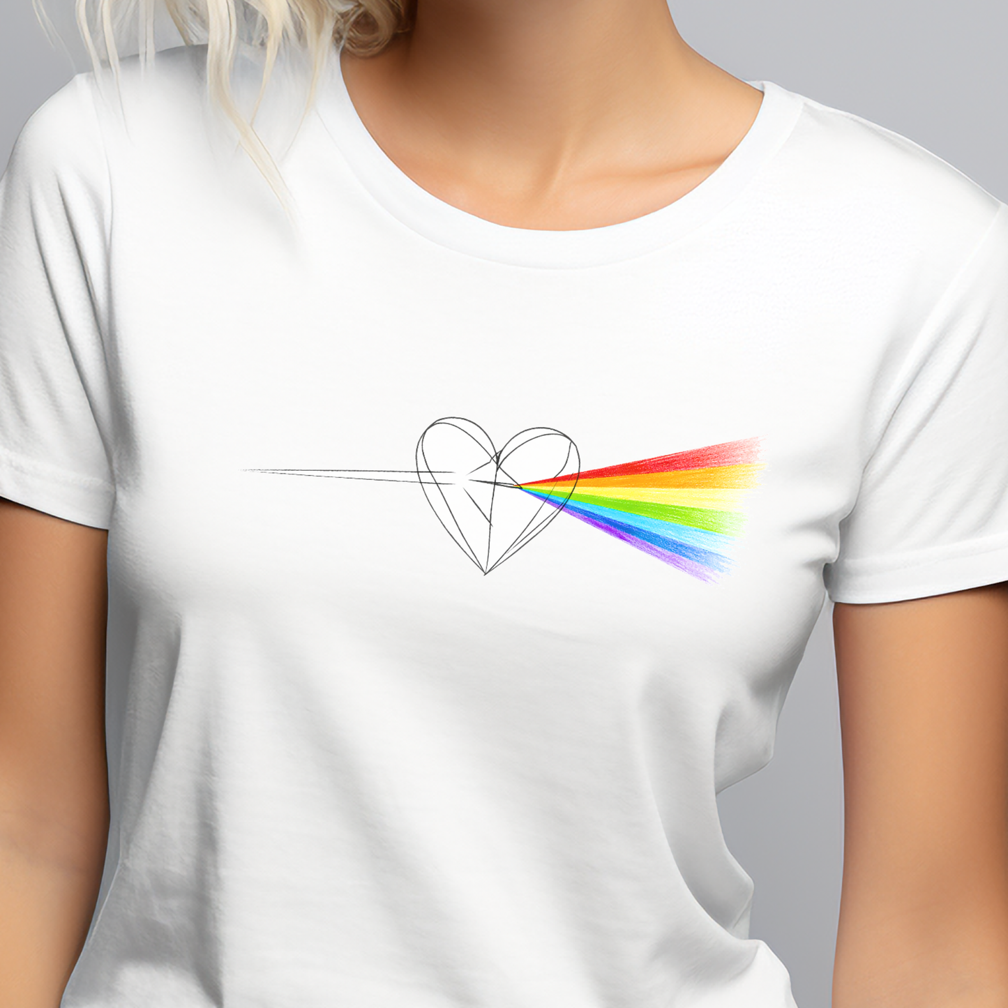 Moteriški marškinėliai “Širdies spindulys" (Juoda/Balta)