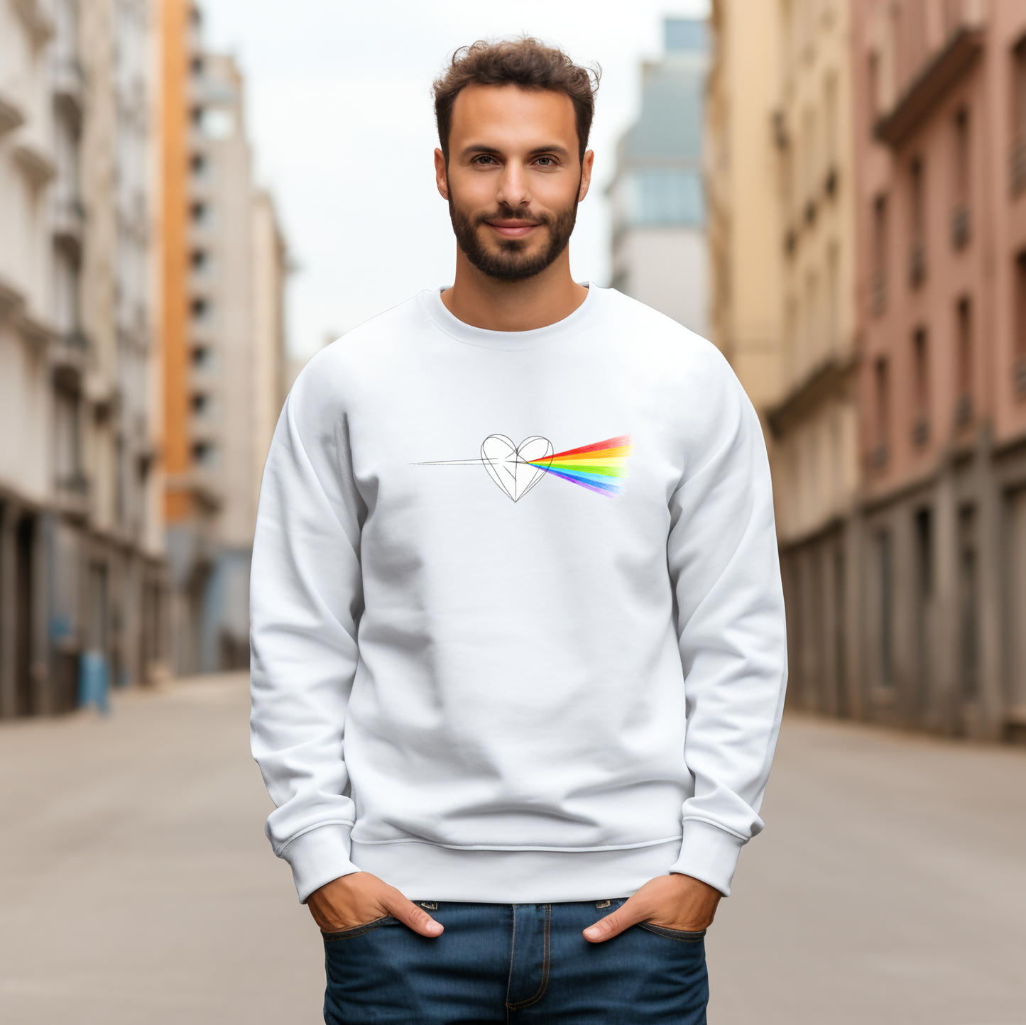 Vyriškas džemperis “Širdies spindulys" (Juoda/Balta)