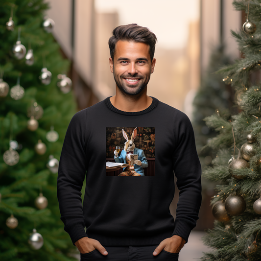 Vyriškas džemperis "Smart Rabbit" iš Designedbyme.lt – nuotaikingas ir žavus drabužis, puikiai tinkantis tiek kasdienybei, tiek šventėms. Džemperį puošia originalus kiškio atvaizdas. Rinkitės unikalumą ir stilių su Designed By Me. , Visi produktai, Vyriški džemperiai