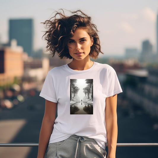 Stilingi moteriški marškinėliai su unikaliu "Blind City" printu, atspindinčiu urbanistinį gyvenimą. Originalus dizainas, puikiai tinkantis miesto merginoms. Aukštos kokybės medžiaga užtikrina komfortą. Designedbyme.lt kūrinys - tobula dovana draugei ar sau. Moteriški marškinėliai, Naujausi dizainai