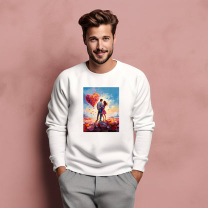Stilingas baltas džemperis su romantiška spauda "Love in the City". Unikalus dizainas atspindi meilę mieste. Puiki dovana Valentine's dienai ar tiesiog jausmingam stiliui išreikšti. Designedbyme.lt kokybė., Vyriški džemperiai, Valentino dienos kolekcija , Naujausi dizainai