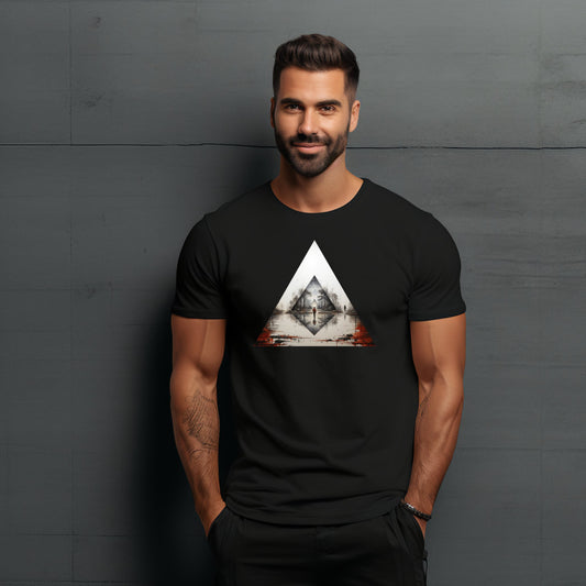 Juodi marškinėliai su "Mystic Pyramid" dizainu, modernus geometrinis piramidės motyvas su mistiškais elementais. Unikalus Designedbyme.lt kūrinys, tobula dovana vyrams ir moterims. Stilingas ir paslaptingas akcentas kasdieniam įvaizdžiui. Aukštos kokybės medžiaga ir spauda. ,  FINALINIS IŠPARDAVIMAS! NUOLAIDOS IKI -80%