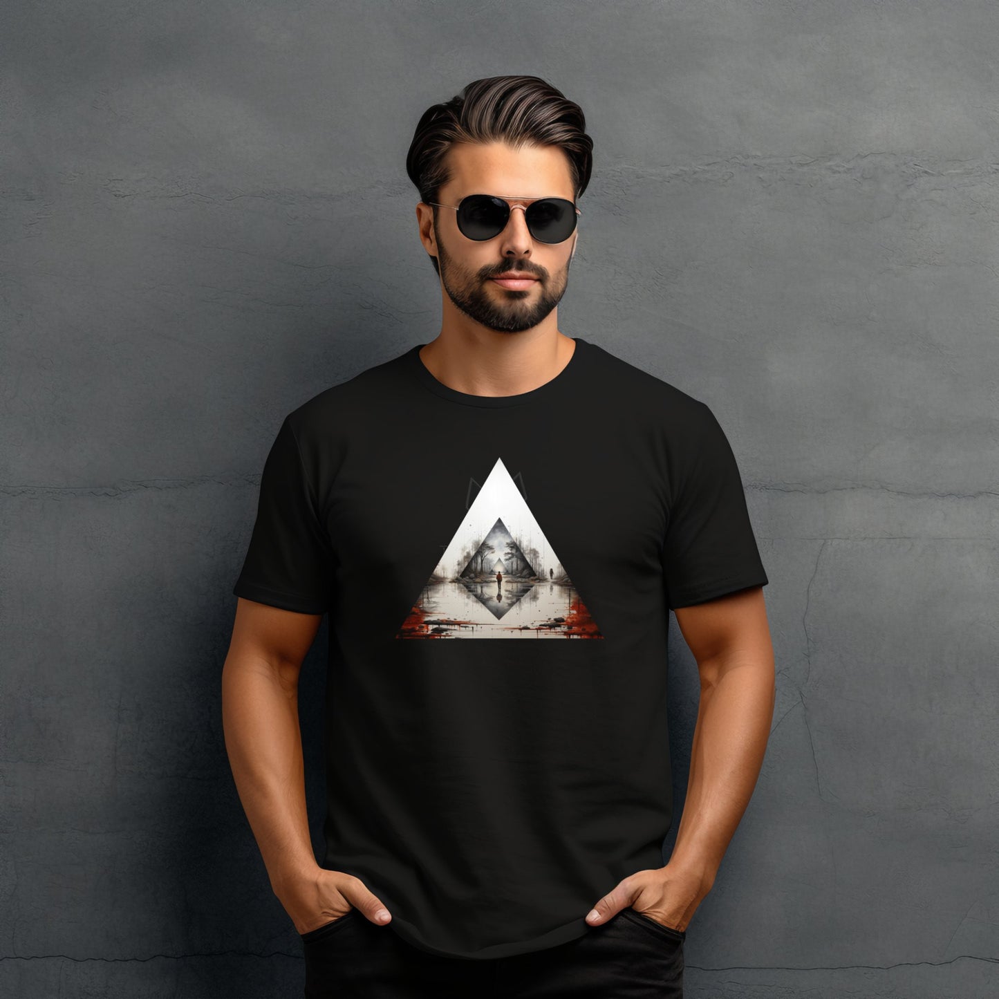 Stilingi juodi marškinėliai su unikaliu "Mystic Pyramid" dizainu. Geometrinė piramidė su mistiniu vaizdu viduje. Puiki dovana mėgstantiems išskirtinį stilių. Designedbyme.lt kokybė ir originalumas. Tinka kasdienai ir ypatingoms progoms. ,  FINALINIS IŠPARDAVIMAS! NUOLAIDOS IKI -80%