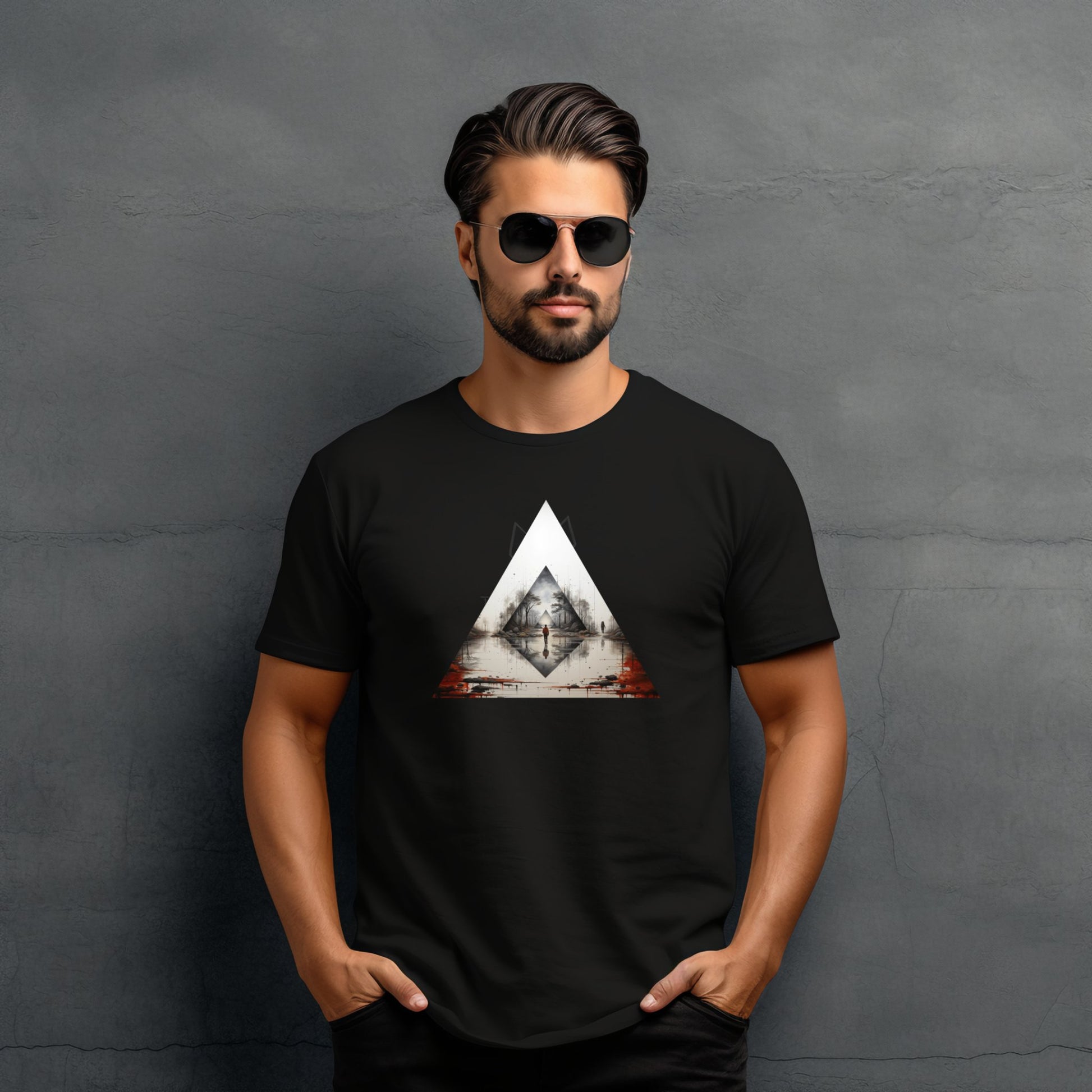 Stilingi juodi marškinėliai su unikaliu "Mystic Pyramid" dizainu. Geometrinė piramidė su mistiniu vaizdu viduje. Puiki dovana mėgstantiems išskirtinį stilių. Designedbyme.lt kokybė ir originalumas. Tinka kasdienai ir ypatingoms progoms. ,  FINALINIS IŠPARDAVIMAS! NUOLAIDOS IKI -80%
